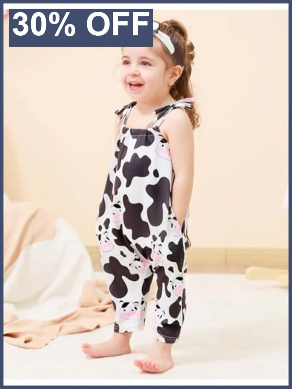 Toddler Girls Polyester Romper Jumpsuit with Headband Adjustable Straps Summer